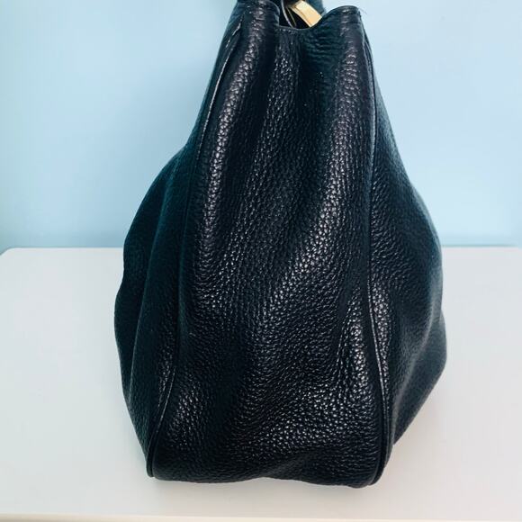 Michael Kors Black Leather Purse with Gold Initials - Picture 2 of 8